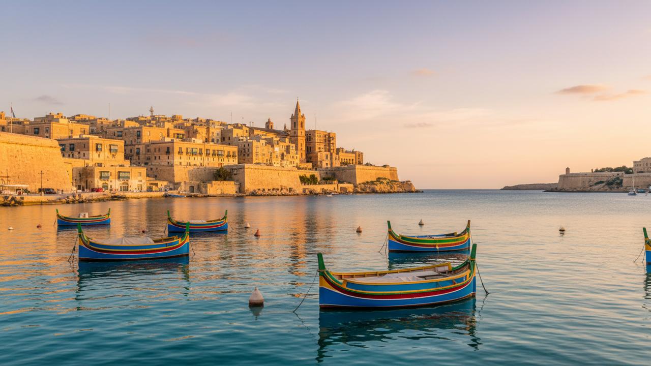 Auto a noleggio sulla costa di Malta con vista sul Mar Mediterraneo